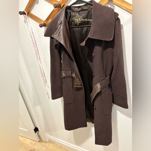 Mackage Women's Brown leather/wool/cashmere mix Coat - Picture 9 of 16